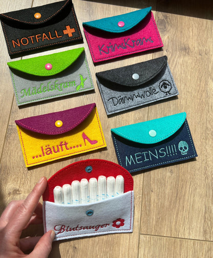 Täschchen aus Filz individuell bestickt ideal zum Aufbewahren von z.B. Tampons, Schminke, Geld und vieles mehr