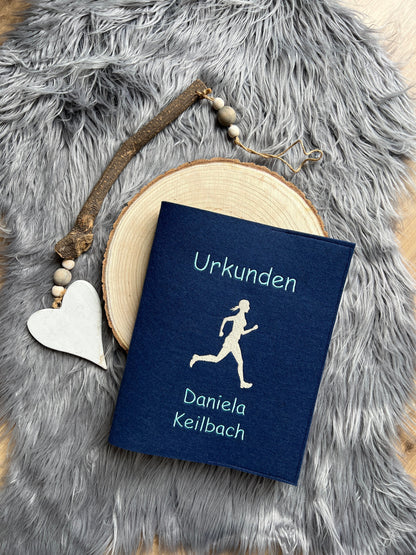 Urkunden Mappe A4 | hochwertig bestickt | Reitsport | viele Sportarten zur Auswahl | personalisiert | mit Name | Pferd| Dressurreiten |