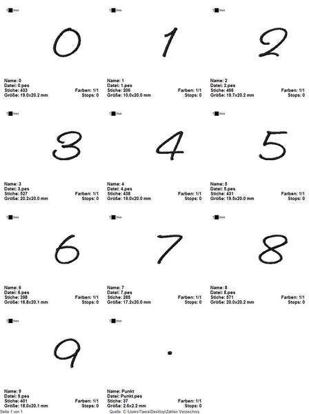 Stickdateiserie Zahlen S104