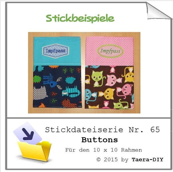 Stickdatei Serie Buttons Nr. 65 Impfpass Untersuchungsheft Mutterpasshülle