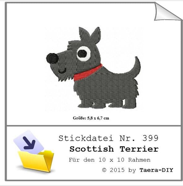 Stickdatei Scottish Terrier Nr. 399 Hund Füllstich