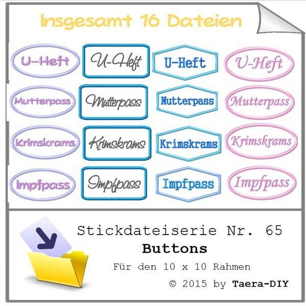 Stickdatei Serie Buttons Nr. 65 Impfpass Untersuchungsheft Mutterpasshülle