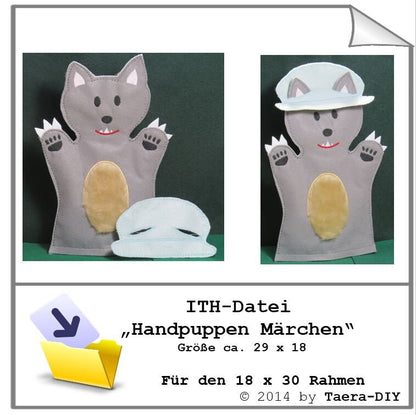 ITH - Datei In the Hoop Handpuppen Märchen für 18x30 cm Rahmen Stickdatei Rotkäppchen